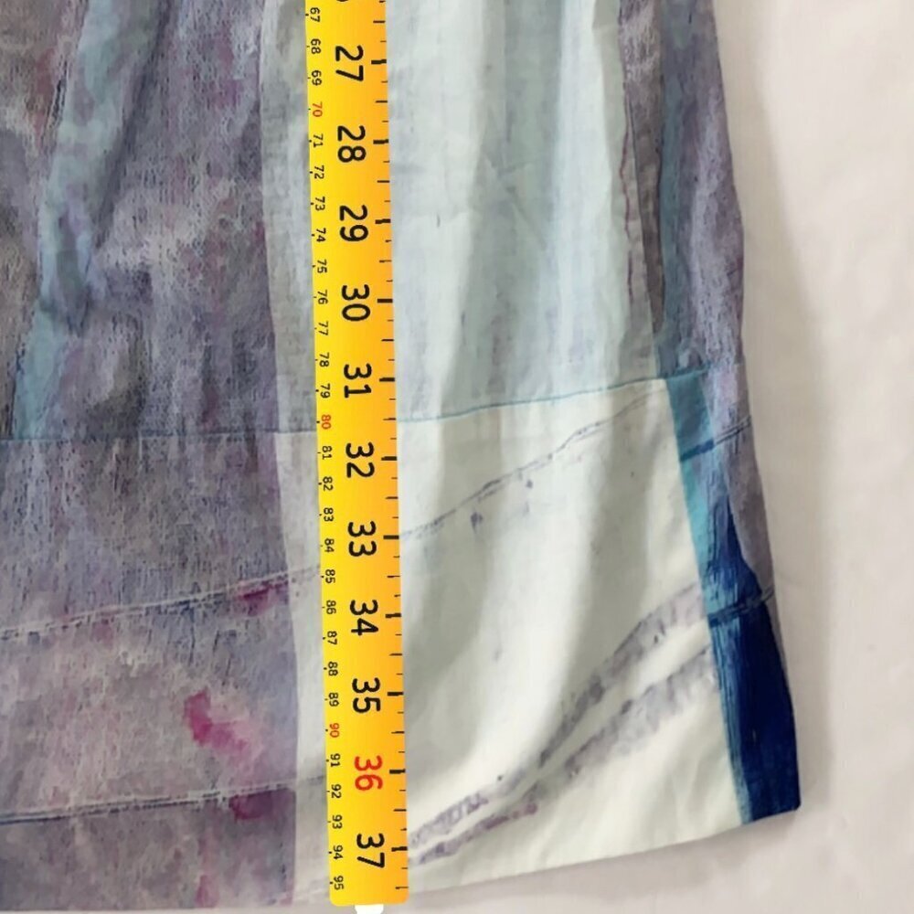 Claire Desjardins Blue Abstract Watercolor Art Print A-Line Dress S/P - Picture 9 of 10